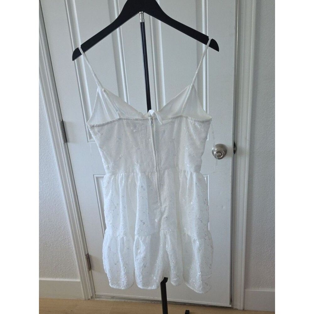 Trixxi White Eyelet Tiered Midi Dress